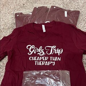 Lot of Bella Canvas Burgundy Graphic V-Neck Tee